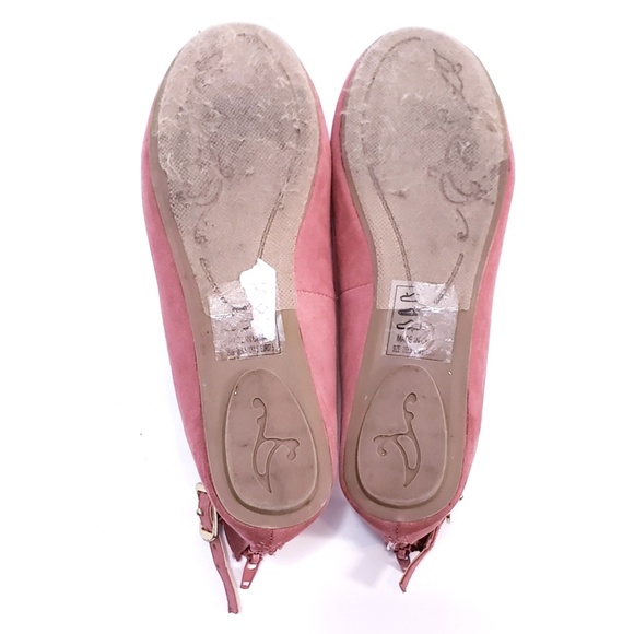 Qupid Faux Suede Pink Ankle Ballet Flats - Picture 6 of 7